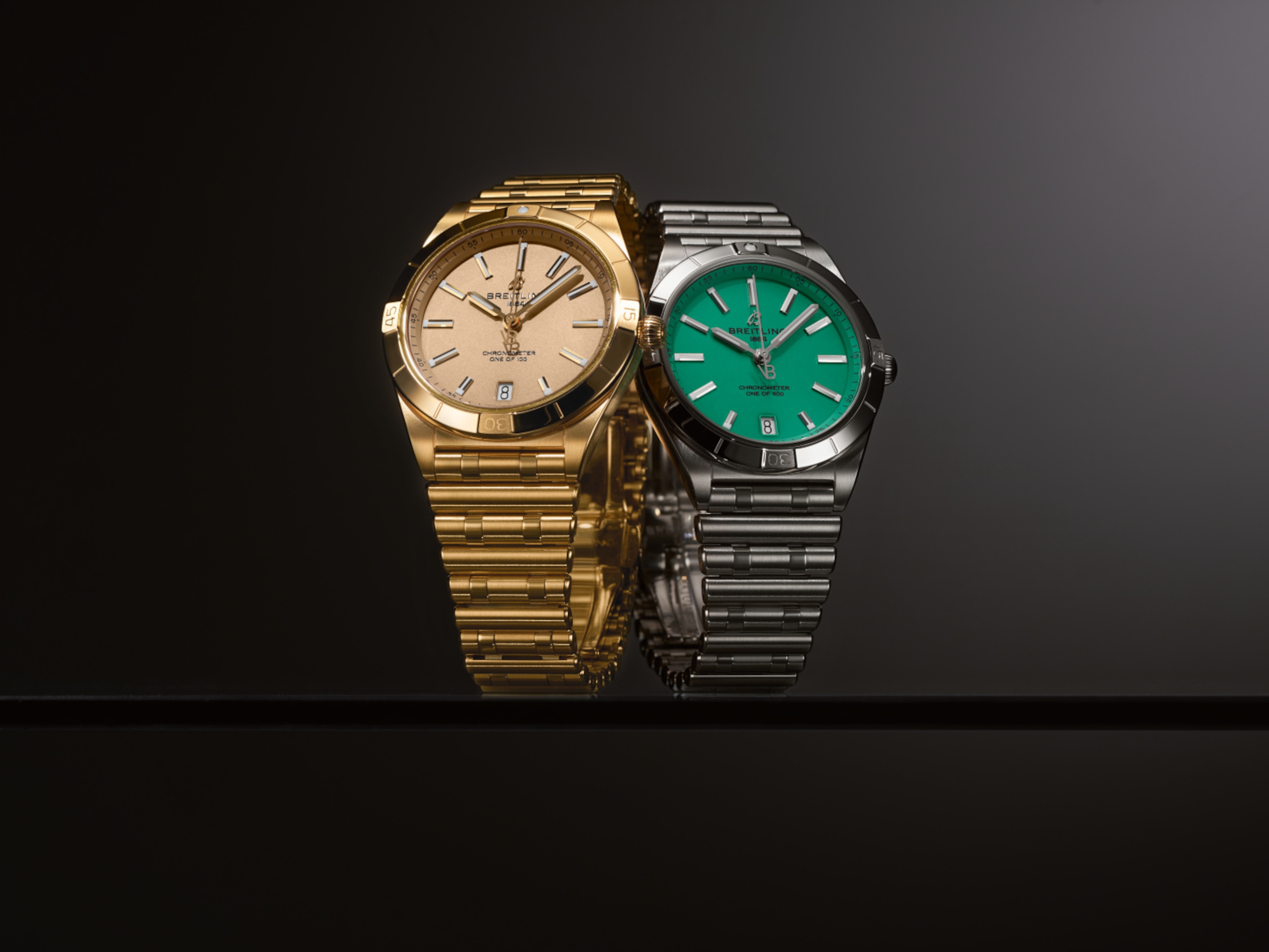 兩枚 Victoria Beckham Breitling Chronomat 36 黃金與精鋼腕錶