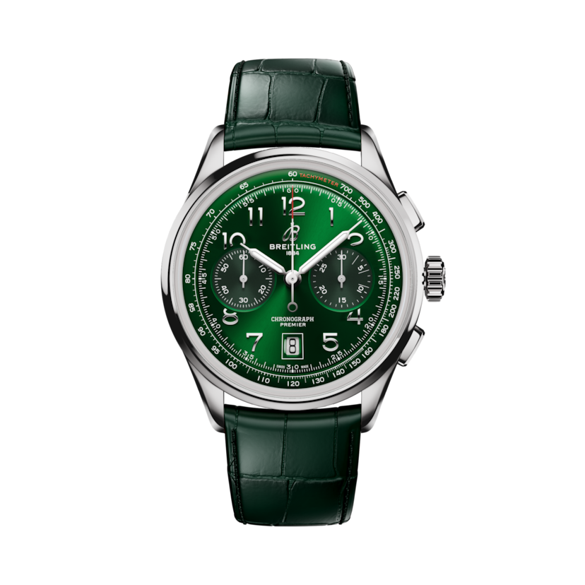 Premier B01 Chronograph 42計時腕錶 綠色 | V-DIAL-COLOR-5765 dial, AB0145371L1P2