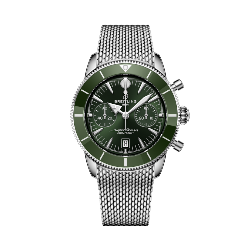 Superocean Heritage B01 Chronograph 42超級海洋文化計時腕錶 綠色 | V-DIAL-COLOR-5765 dial, AB0156361L1A1