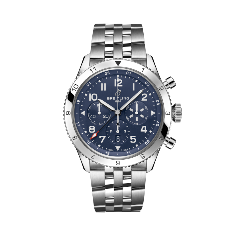 Super AVI B04 Chronograph GMT 46 Tribute To Vought F4U Corsair超級飛行員世界時計時腕錶「沃特F4U海盜式戰鬥機」紀念版 藍 | V-DIAL-COLOR-5714 dial, AB04451A1C1A1