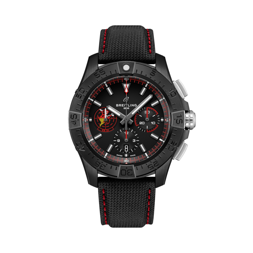 Avenger B01 Chronograph 44 Night Mission Dust Devils復仇者夜間任務計時腕錶「美國海軍塵暴中隊特別版」 黑色 | V-DIAL-COLOR-5686 dial, SB01473A1B1X1
